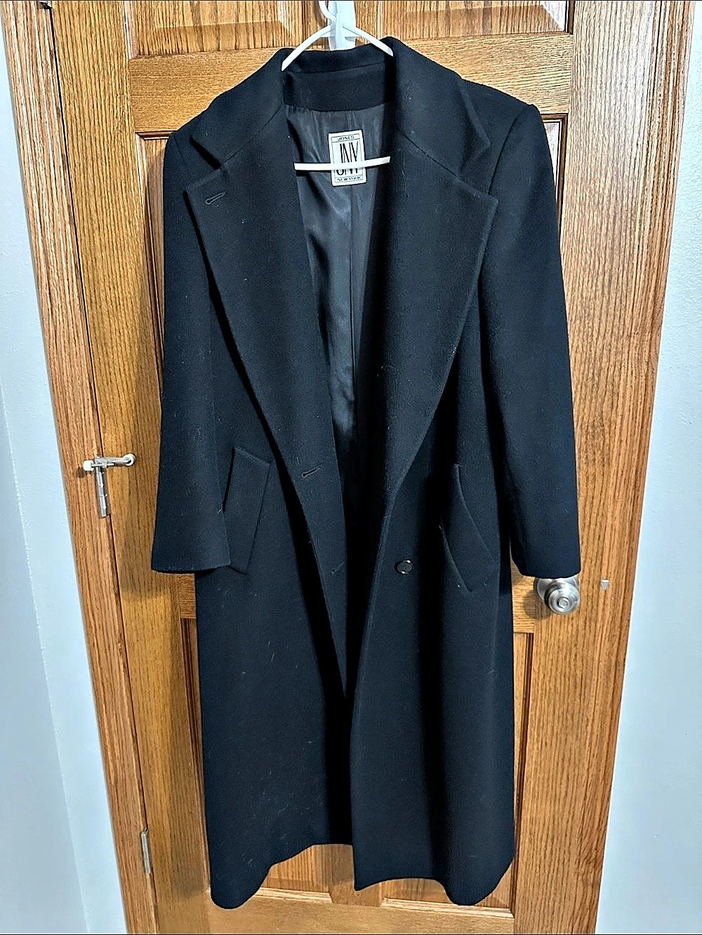 Jones New York Long Black Wool Coat